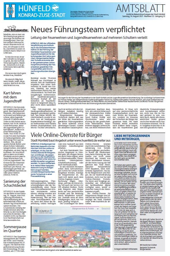 Amtsblatt vom 14. August 2021